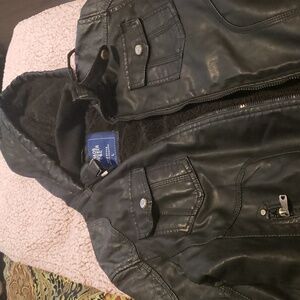 Leather women jacket  black size large